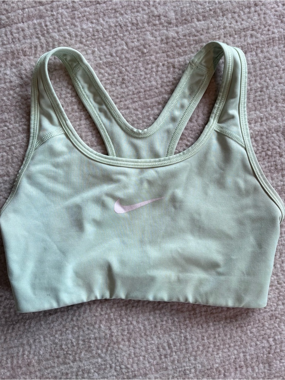 Nike Women's Light Green Sports Bra with Swoosh NO PADDING